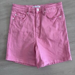 Judy Blue Pink Denim Shorts L Garment Dyed Stretch